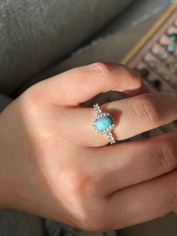 Larimar ring zilverkleurig