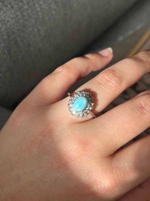 Larimar ring zilverkleurig