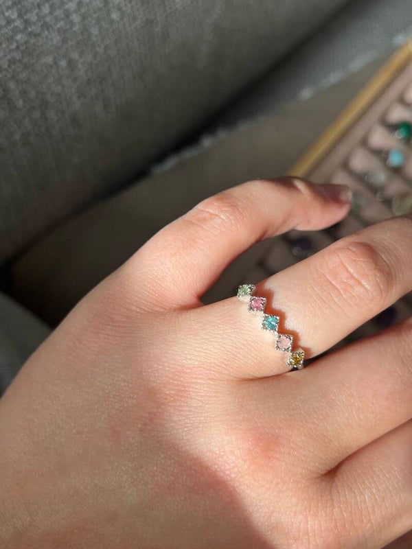 Toermalijn multi ring zilverkleurig