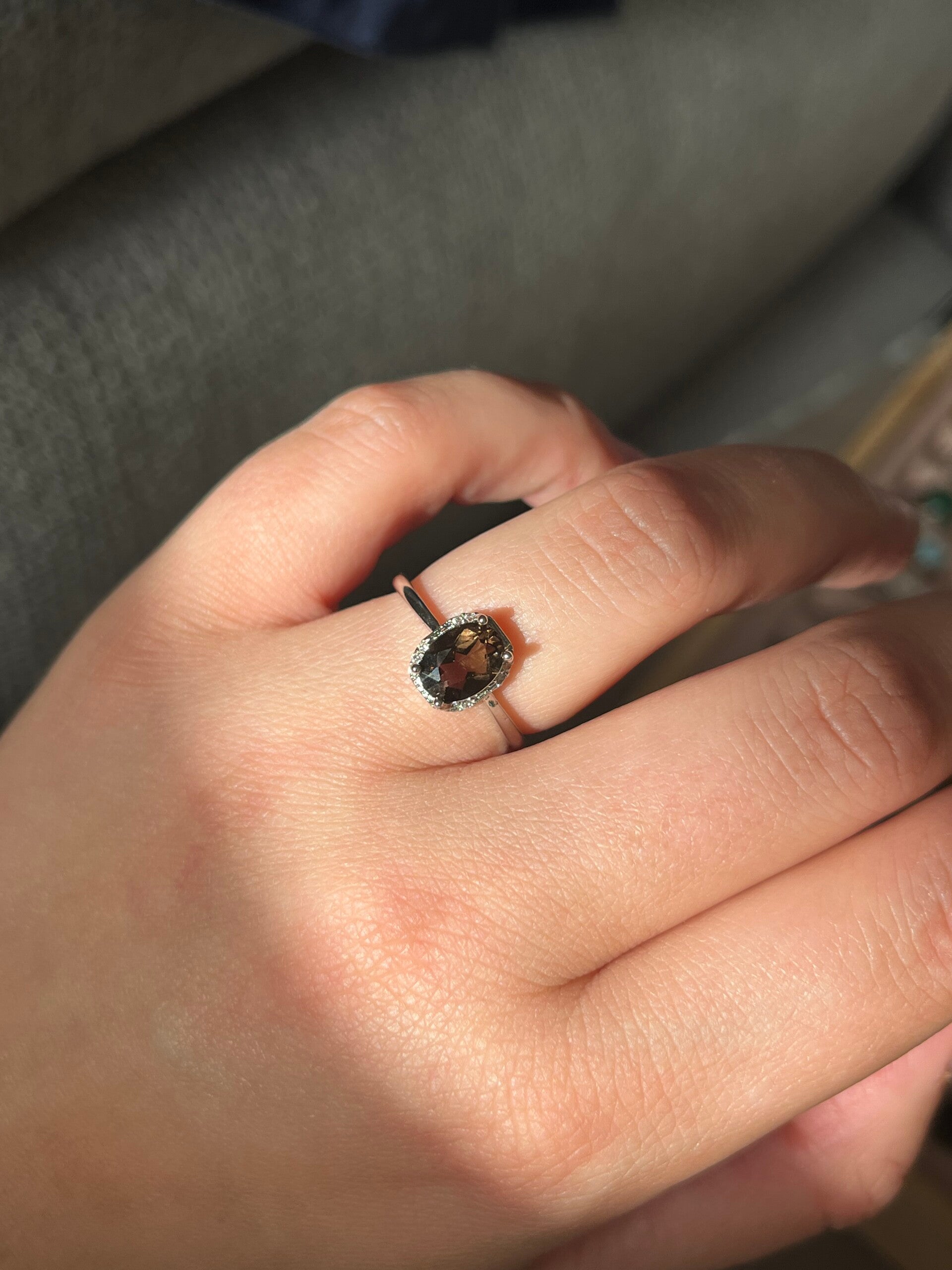 Rookkwarts ring classis zilver
