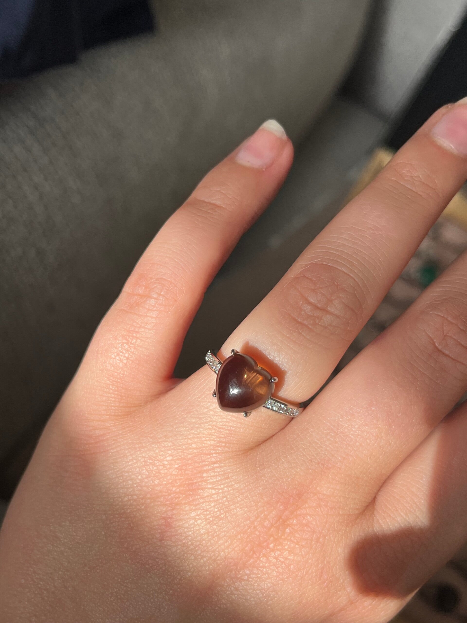 Rookkwarts ring hartvormig zilverkleurig