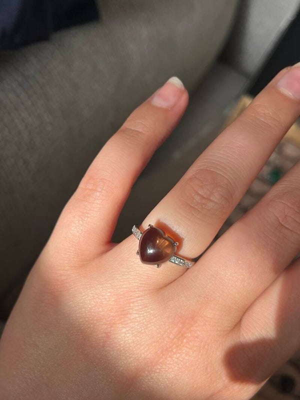 Rookkwarts ring hartvormig zilverkleurig
