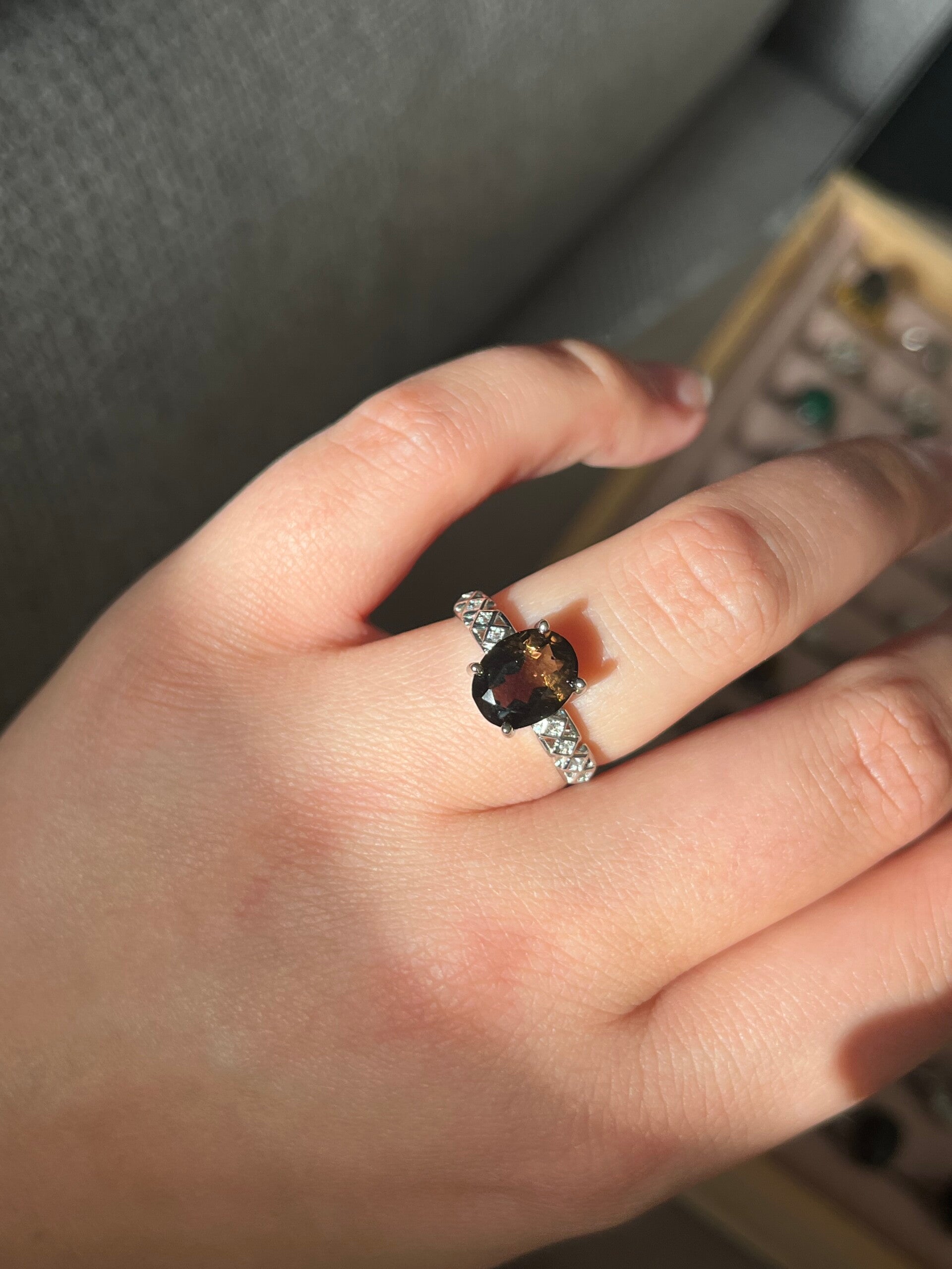 Rookkwarts ring zilverkleurig
