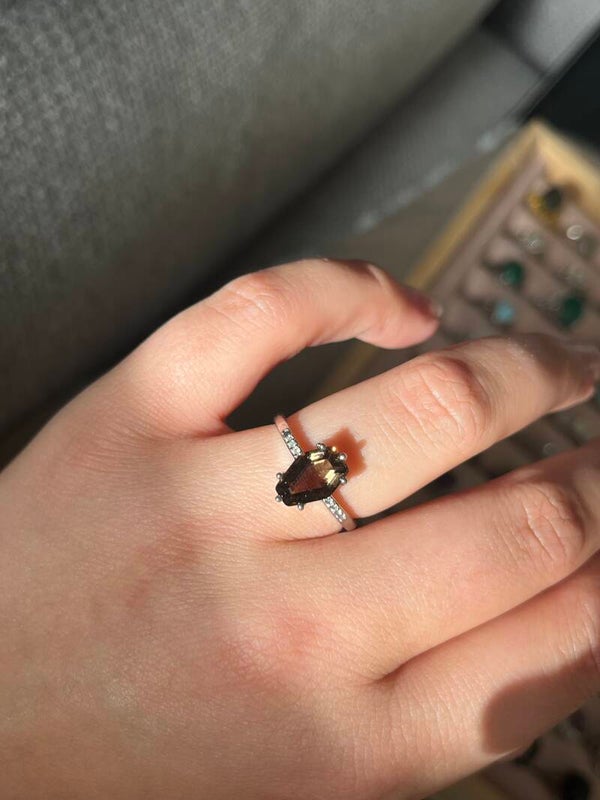 Rookkwarts ring zilverkleurig