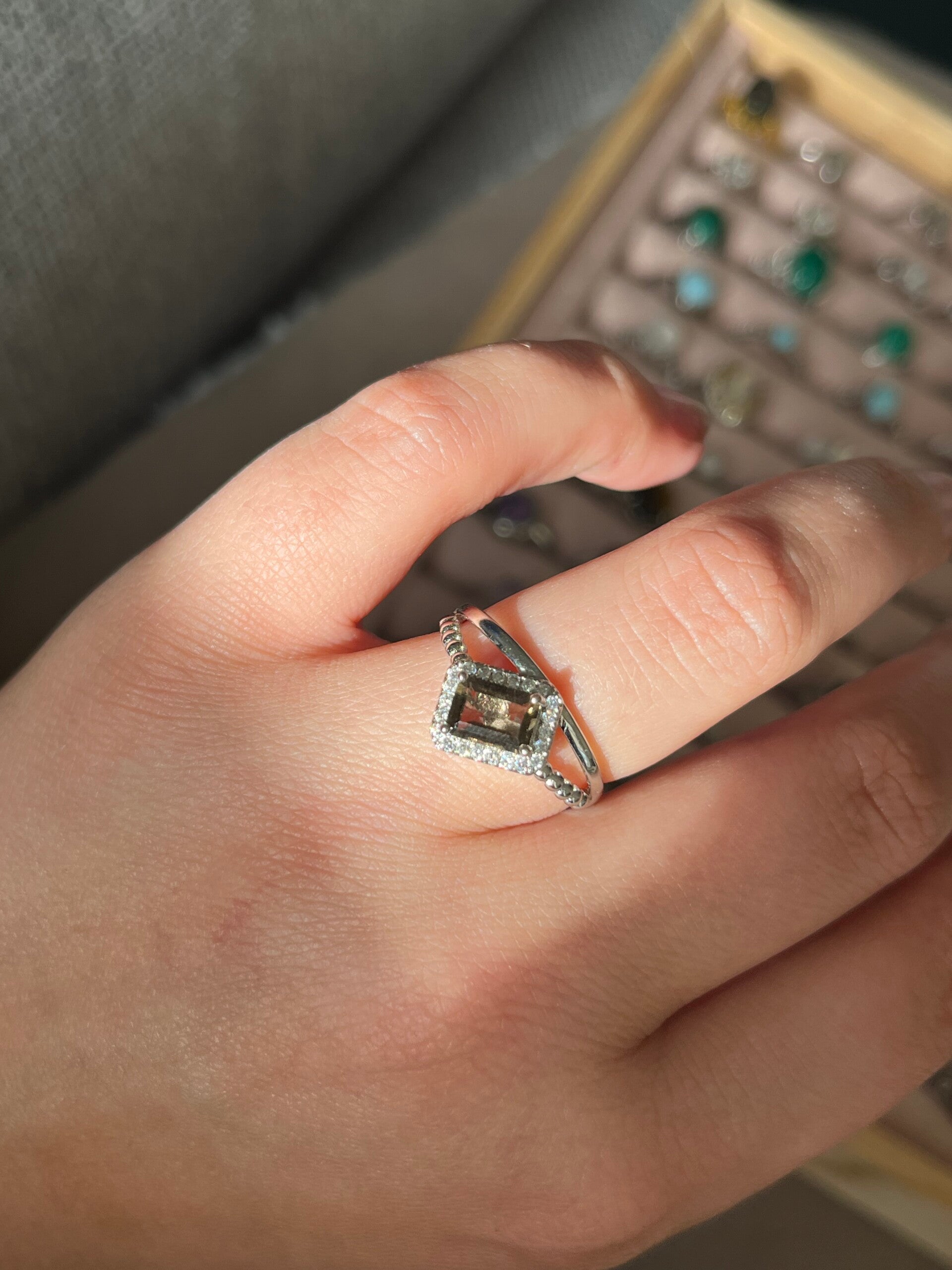 Rookkwarts ring zilverkleurig