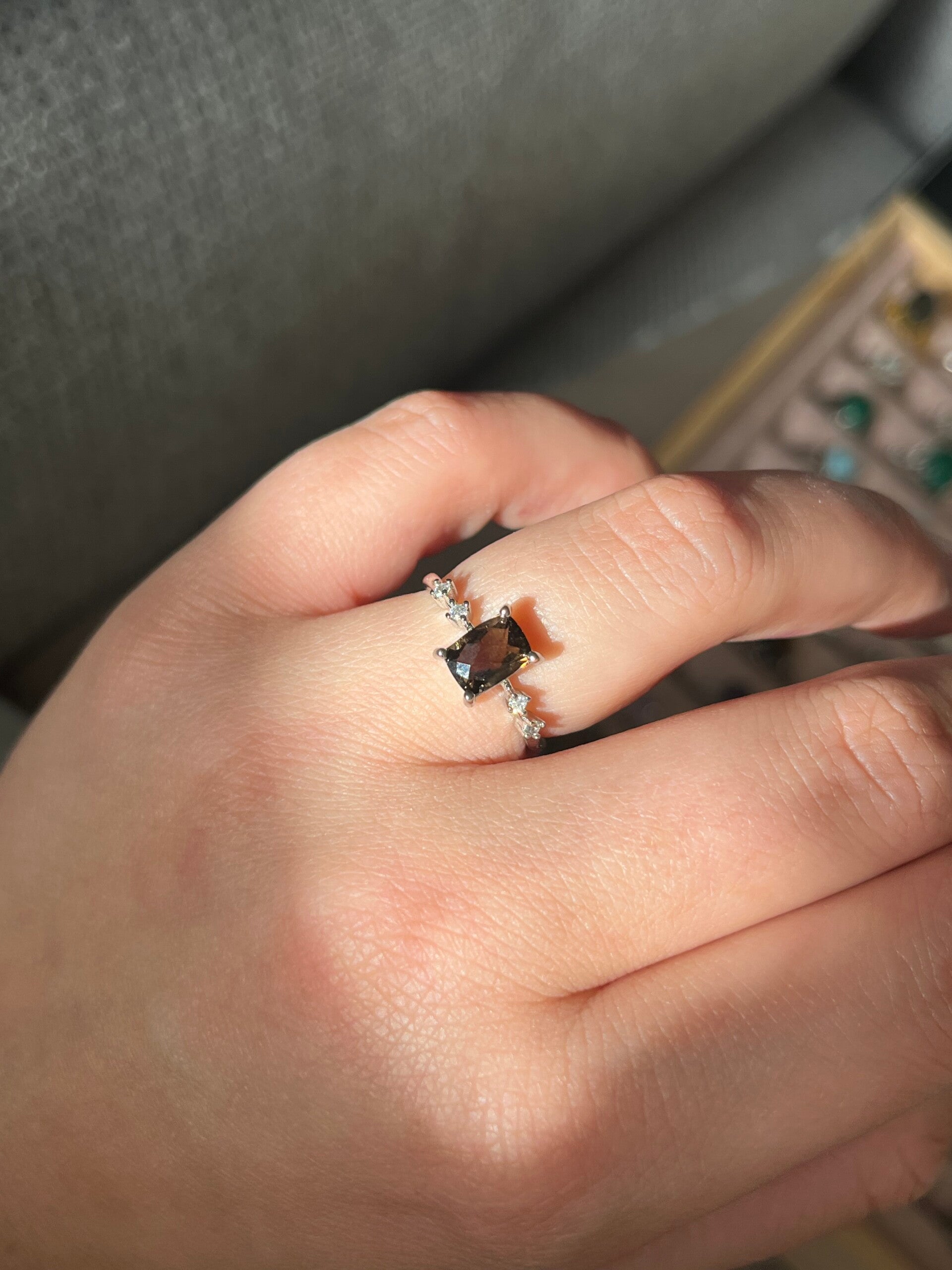 Rookkwarts ring zilverkleurig