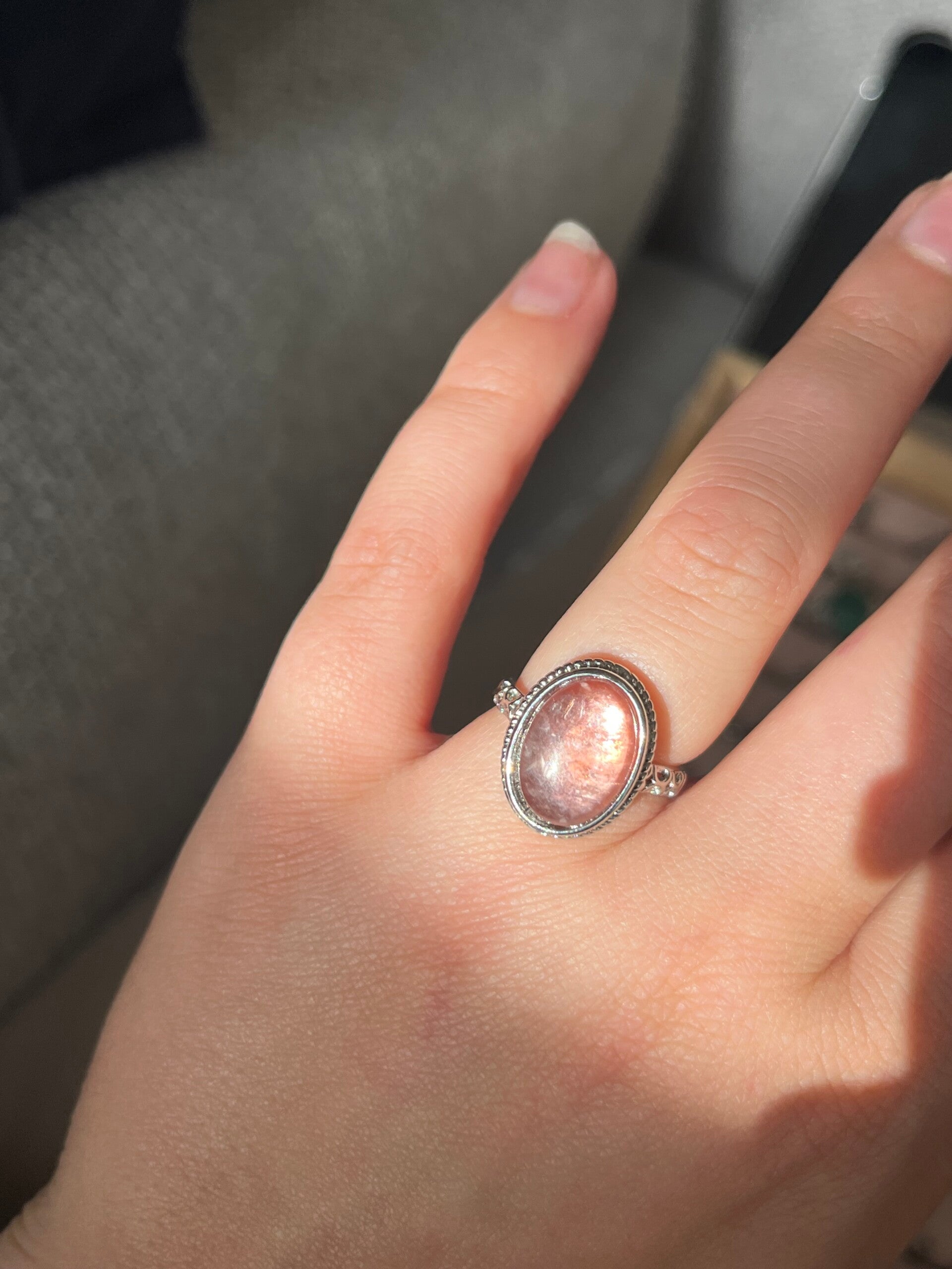 Lepidoliet ring zilverkleurig