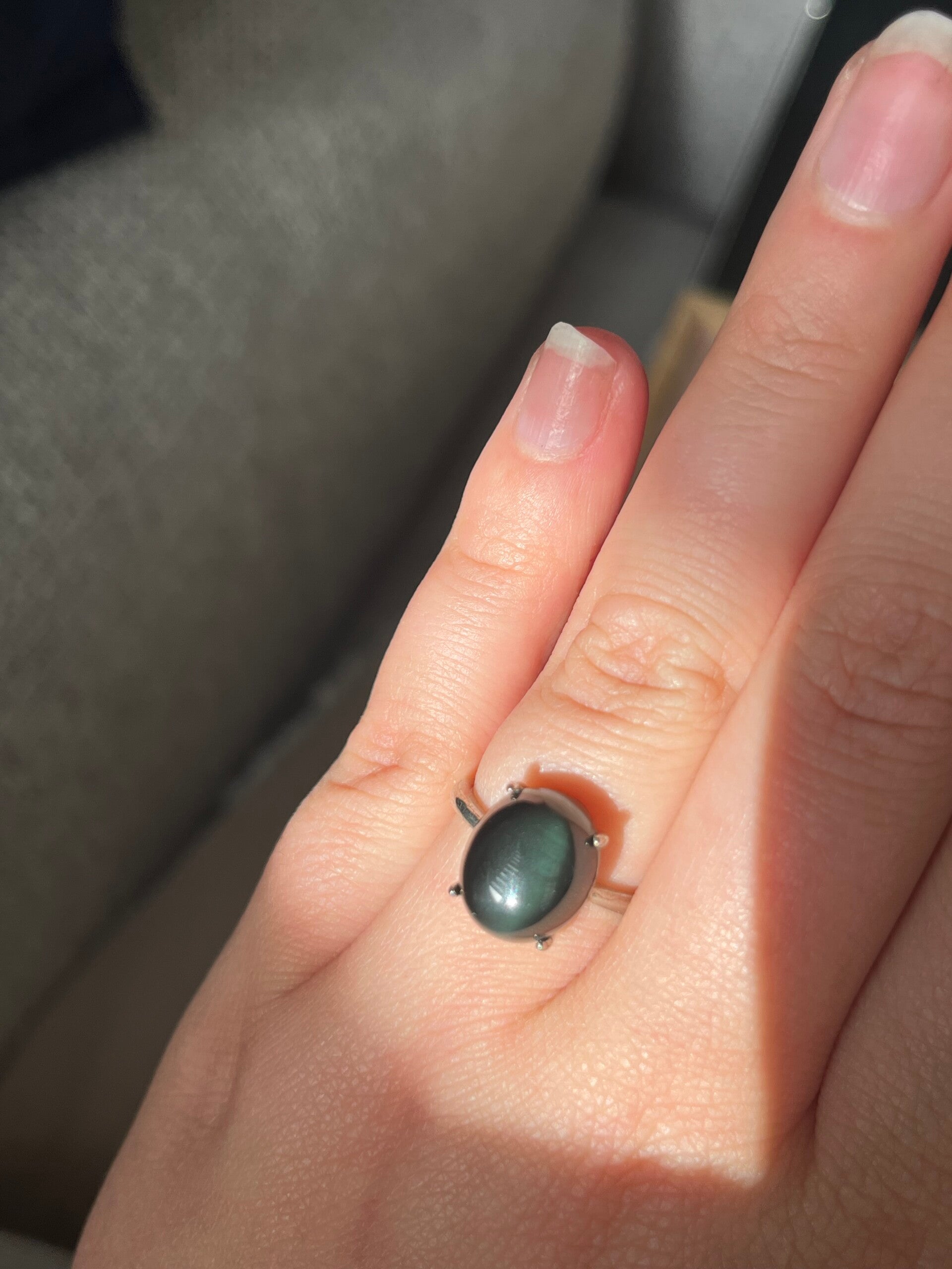 Regenboog obsidiaan ring zilverkleurig