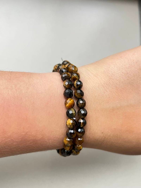 Tijgeroog armband facet geslepen 6MM