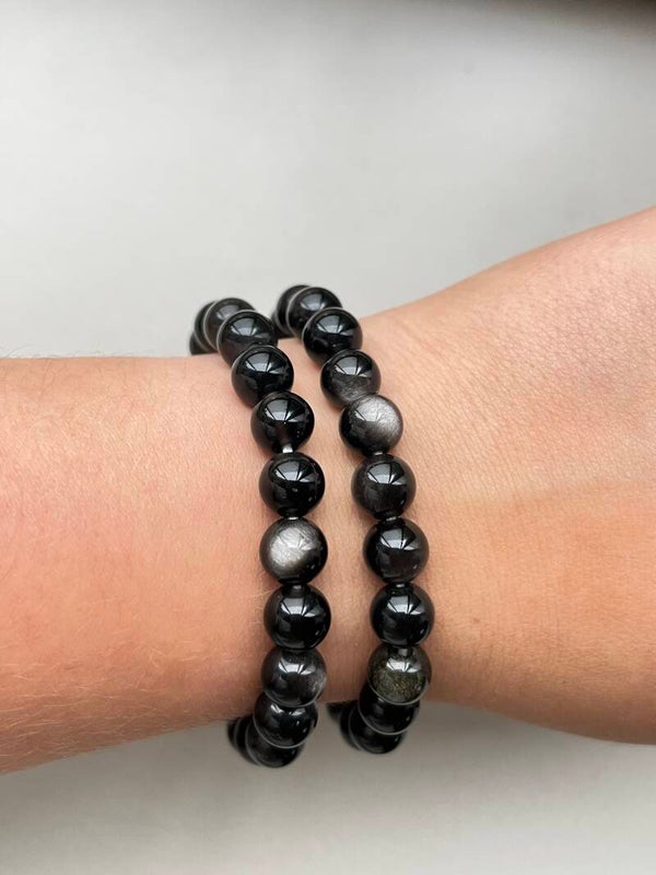 Zilver obsidiaan armband 8MM