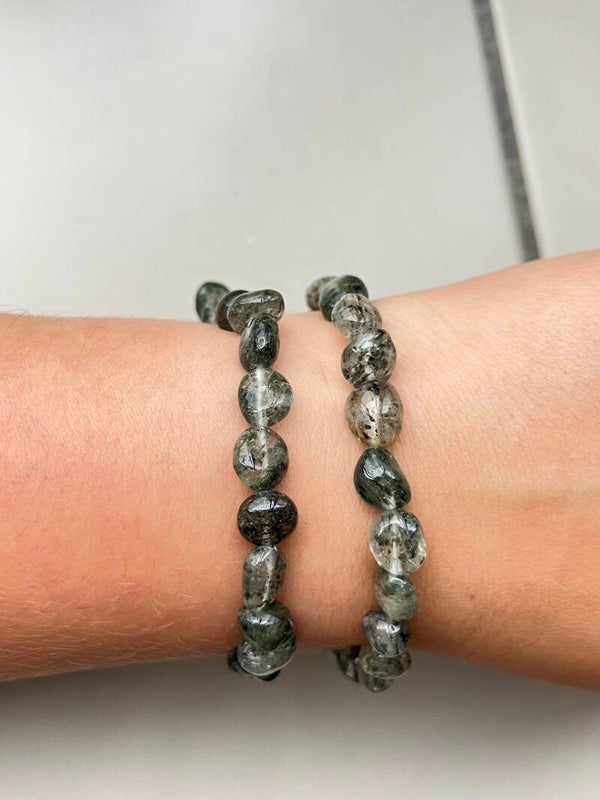 Chloriet in kwarts armband getrommeld