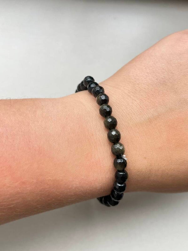 Goud obsidiaan armband facet geslepen 6MM