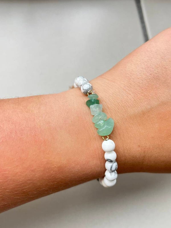 Howliet & groene aventurijn armband 6MM