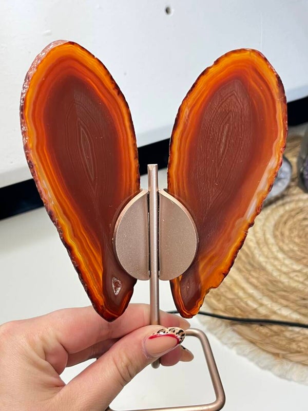 Agaat schijven op standaard (gekleurd)