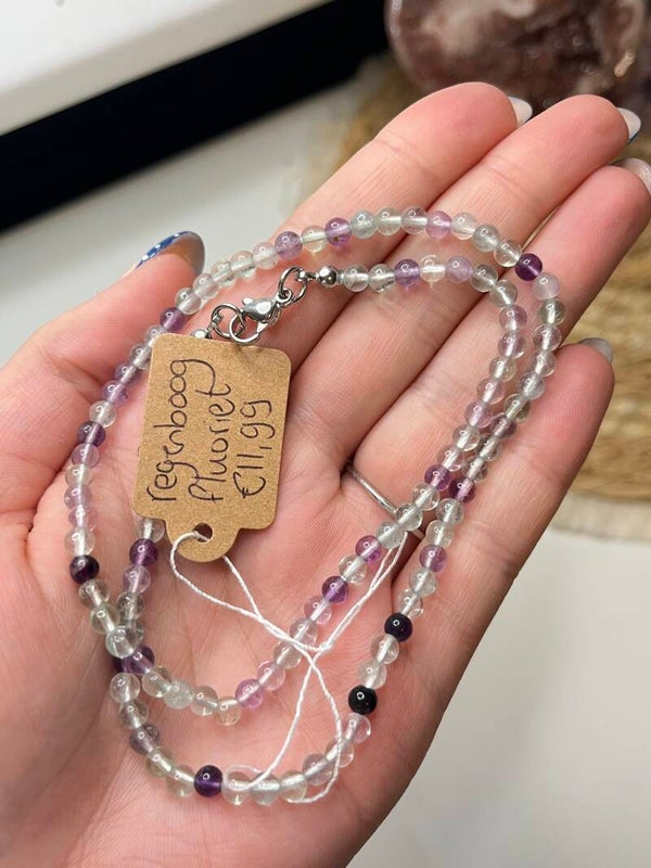Regenboog fluoriet ketting