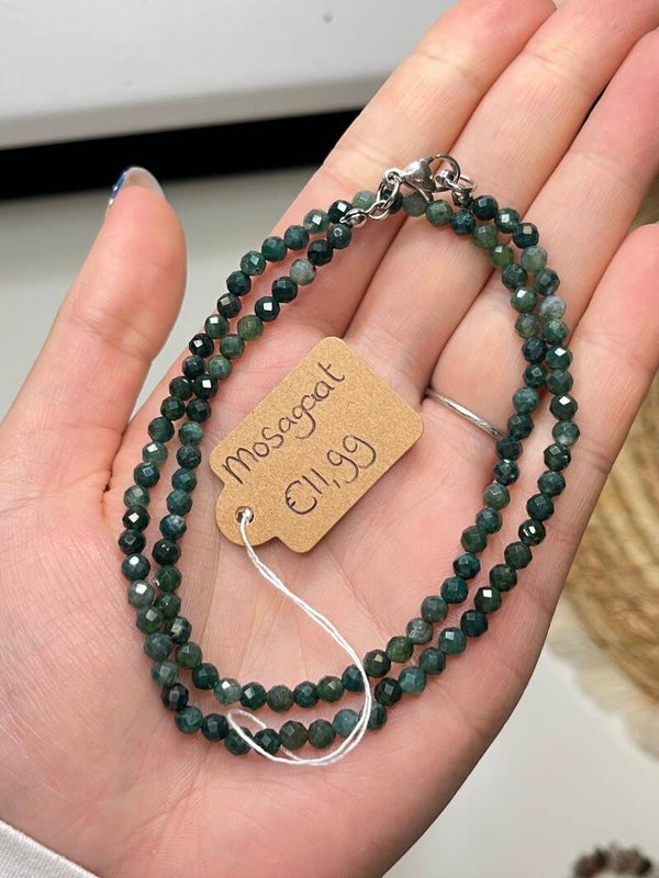 Mosagaat facet geslepen ketting