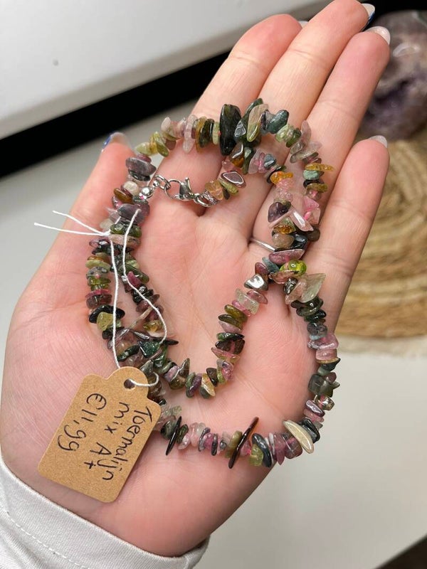 Multi toermalijn a+ ketting