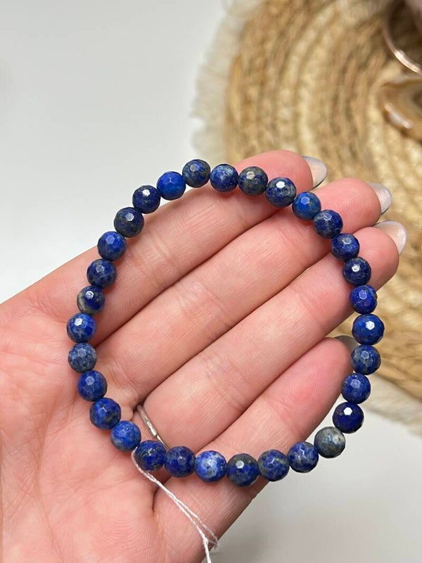 Lapis lazuli facet geslepen 6MM armband