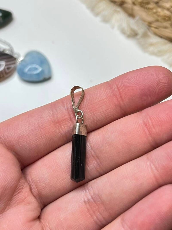 Zwarte toermalijn hanger 925z