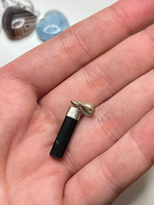 Zwarte toermalijn hanger 925z