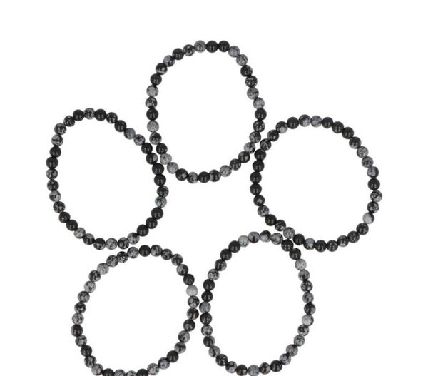Sneeuwvlok obsidiaan armband 4MM