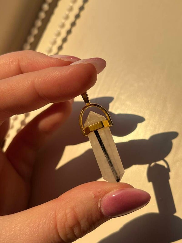 Toermalijn kwarts hanger goudkleurig