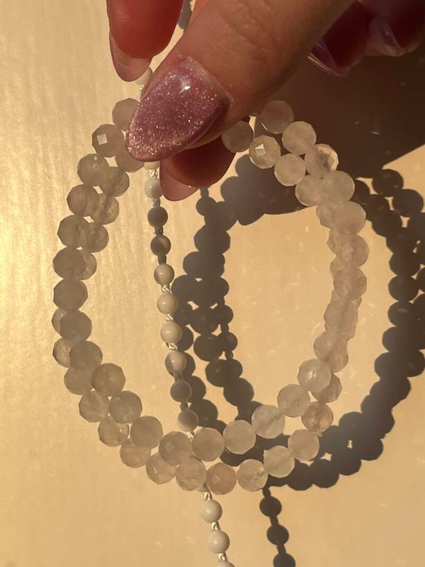 Rozenkwarts armband facet geslepen 6MM