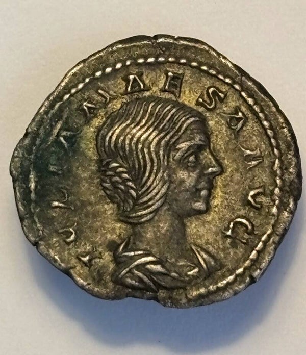 Julia Maesa (218-222) - Silver Denarius - Pietas by altar  (EF)