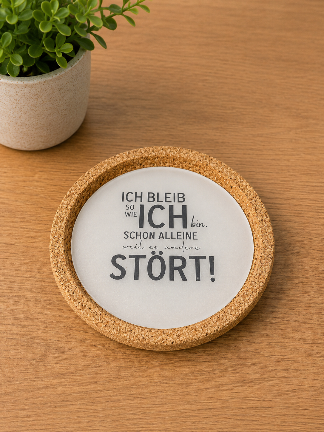Korkuntersetzer mit Acrylscheibe