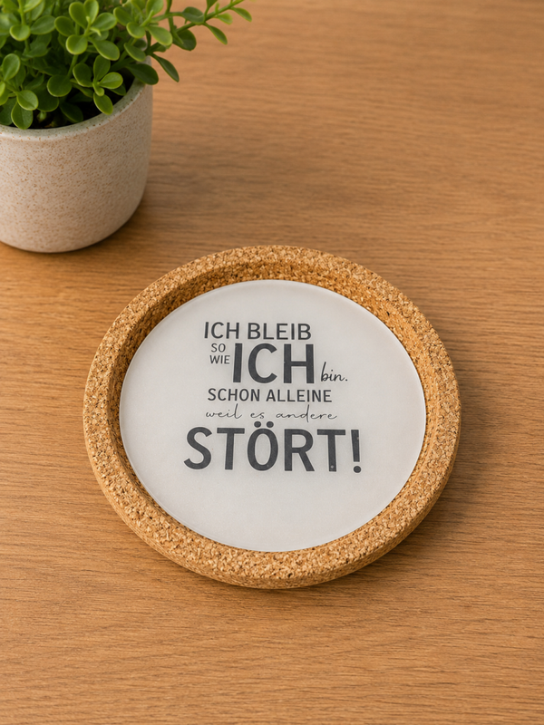Korkuntersetzer mit Acrylscheibe