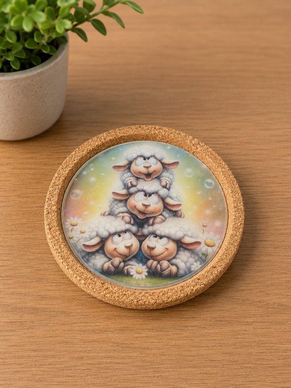 Korkuntersetzer mit Acrylscheibe