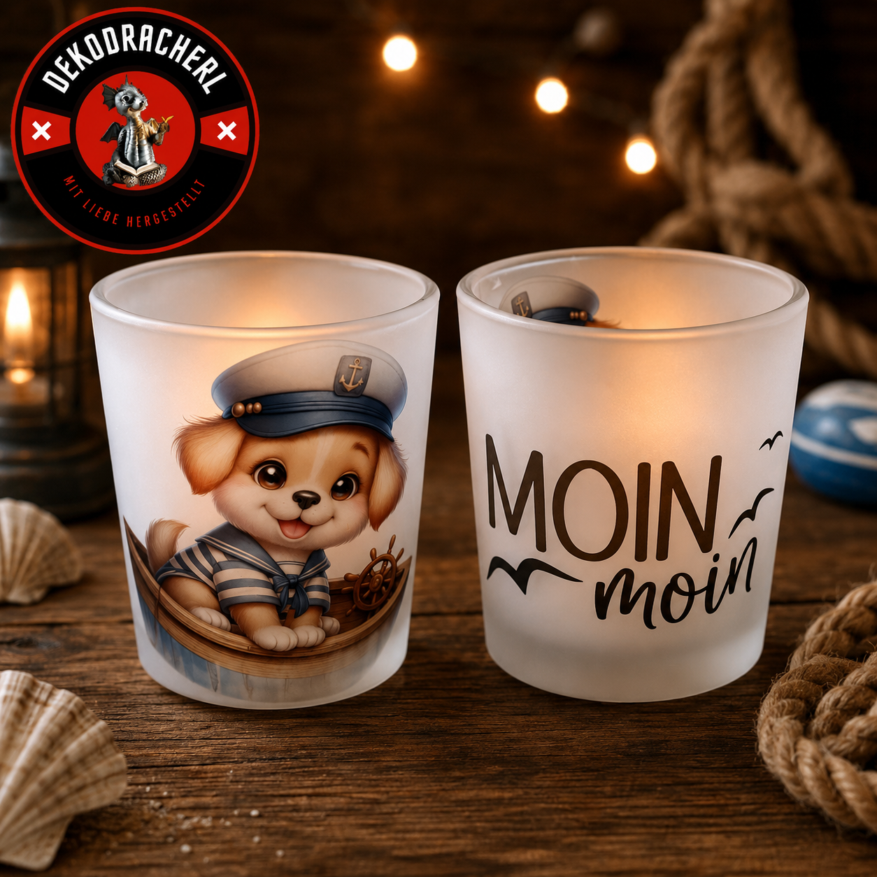 Teelichtglas Moin Moin