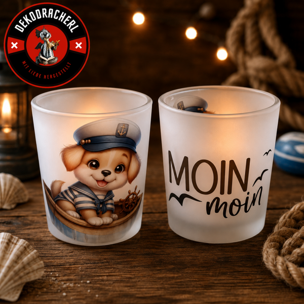 Teelichtglas Moin Moin