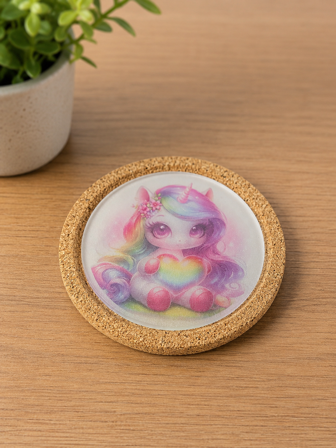 Korkuntersetzer mit Acrylscheibe