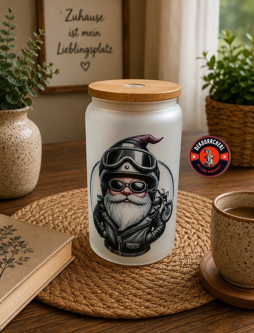 Trinkglas Motorradwichtel