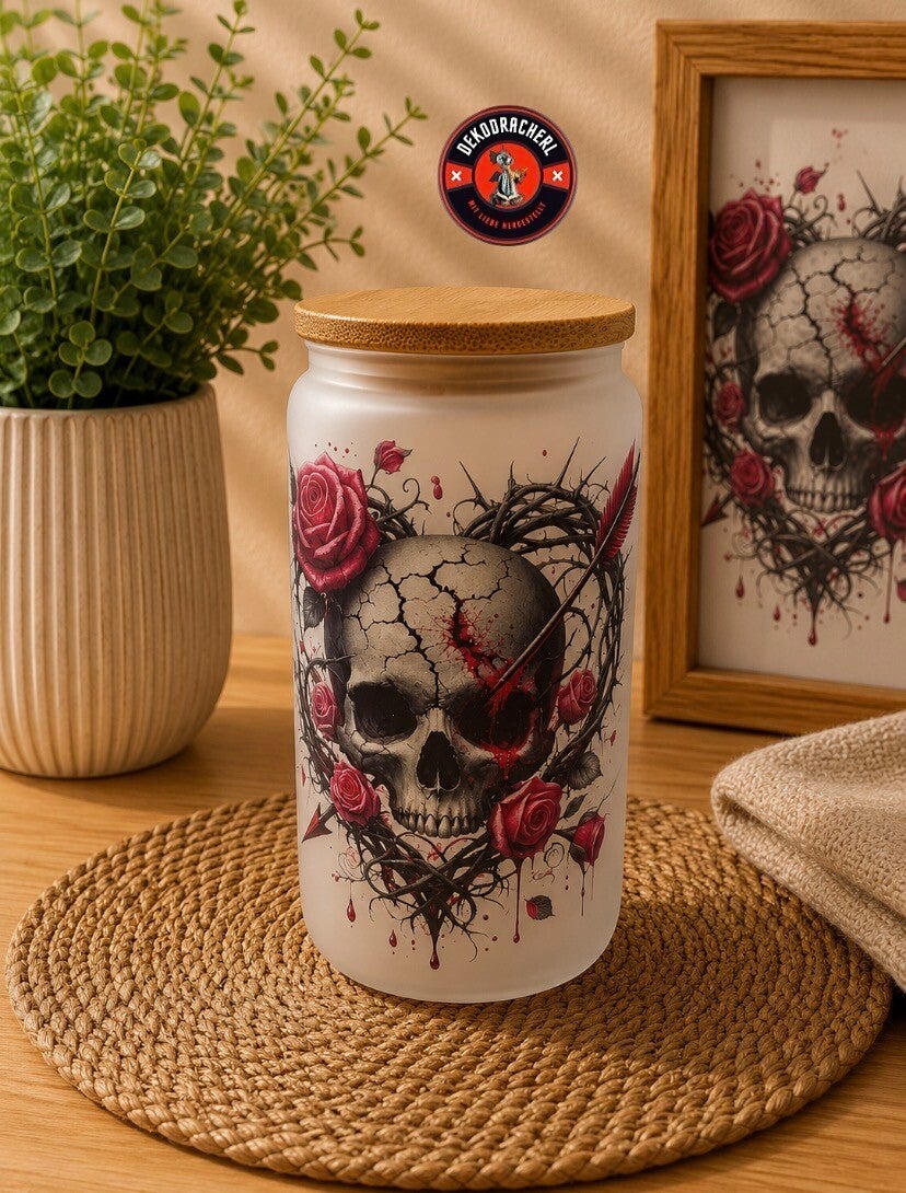 Trinkglas Skull mit Herz