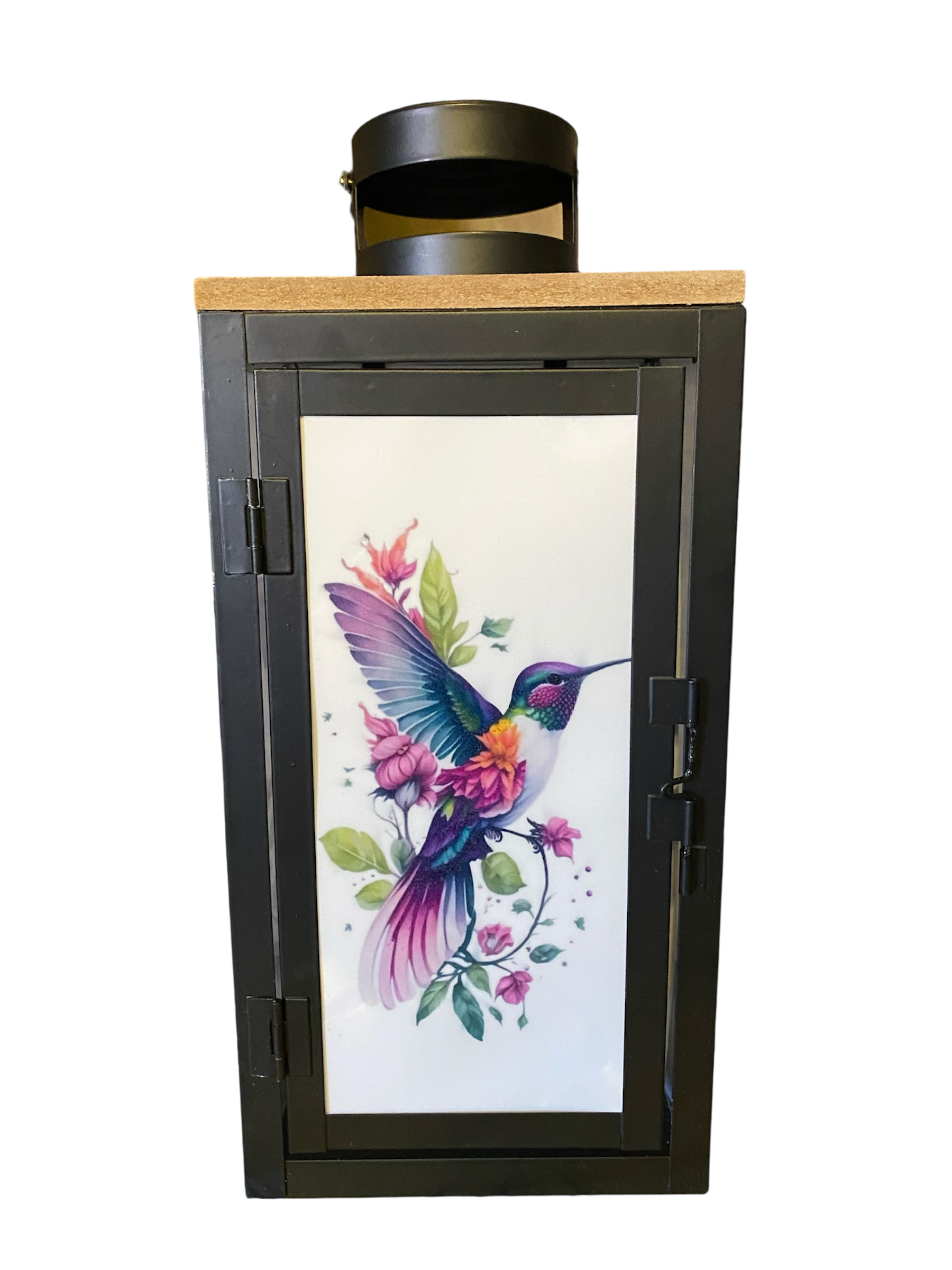 Metalllaterne mit Holzdeckel