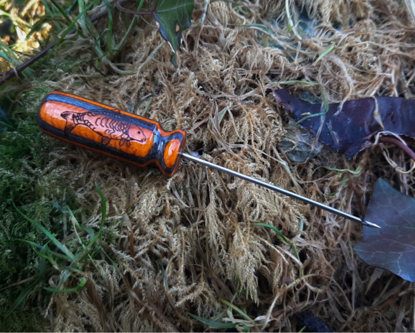 Boilie needle fins kleurhout oranje/zwart