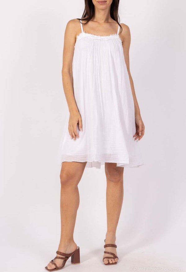 Robe bretelles effilochées