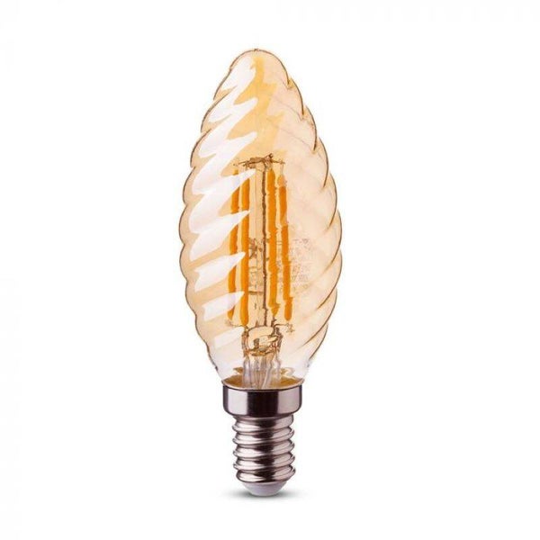 LED FILAMENT E14 KAARS RIBBEL DIMBAAR AMBER 2W