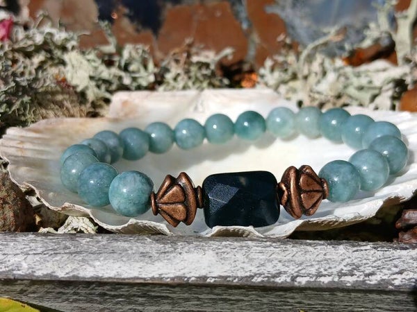 Berma Jade and Moss Agate Bracelet