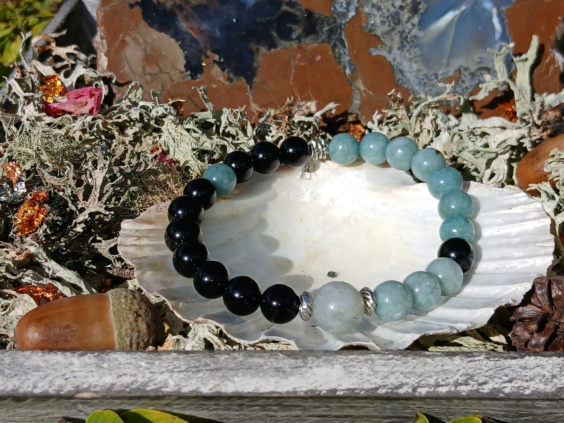 Berma Jade, Onyx and Labradorite Bracelet
