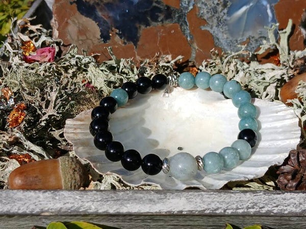 Berma Jade, Onyx and Labradorite Bracelet