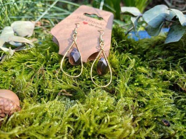 Tear Drops Ft. Smokey Quartz Earrings