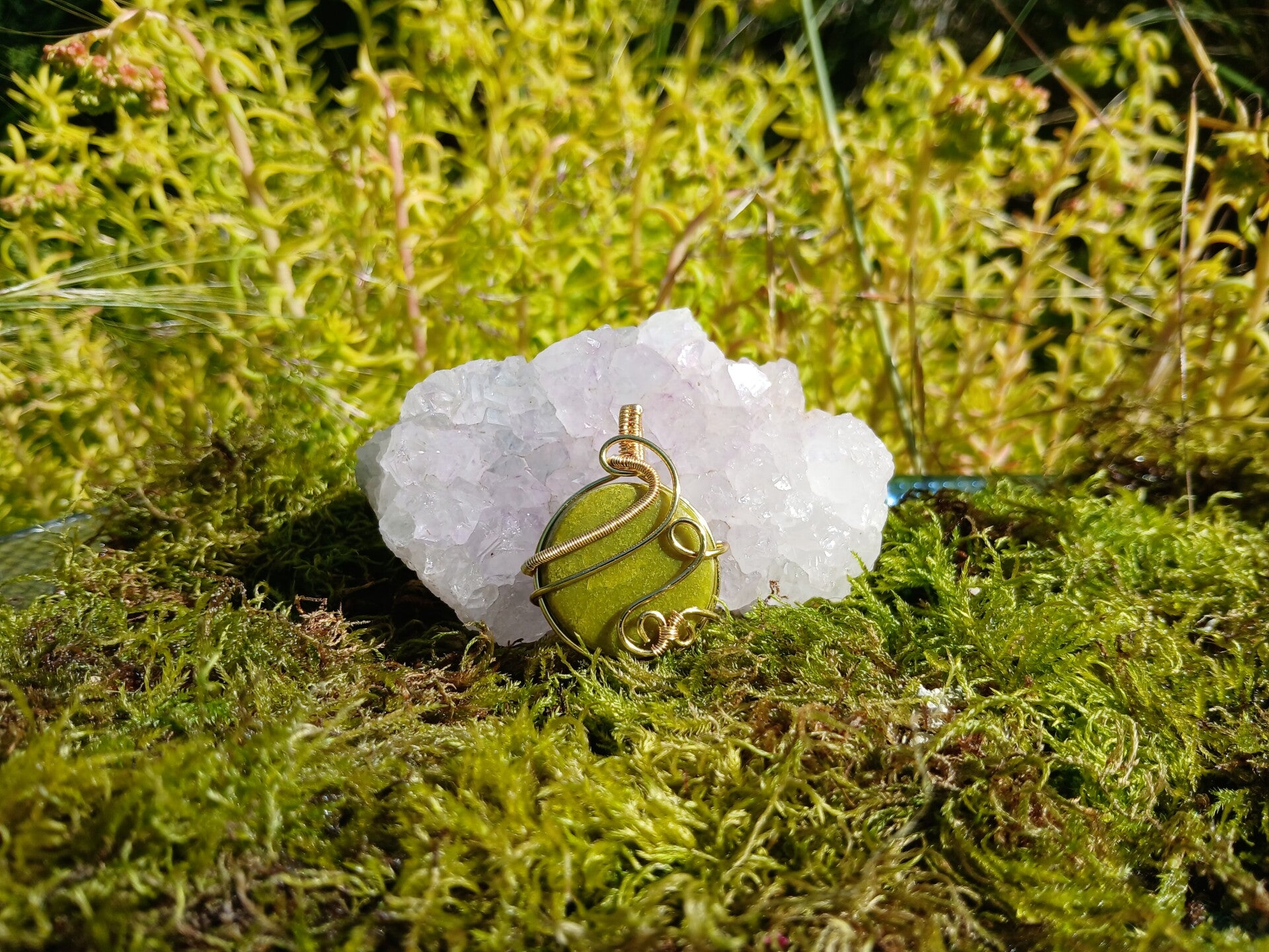 Green Opal Circle Pendant