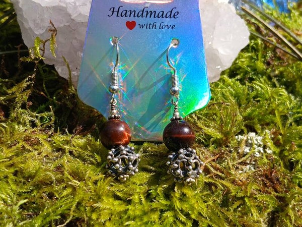 Gothic Tigers Eye Earrings
