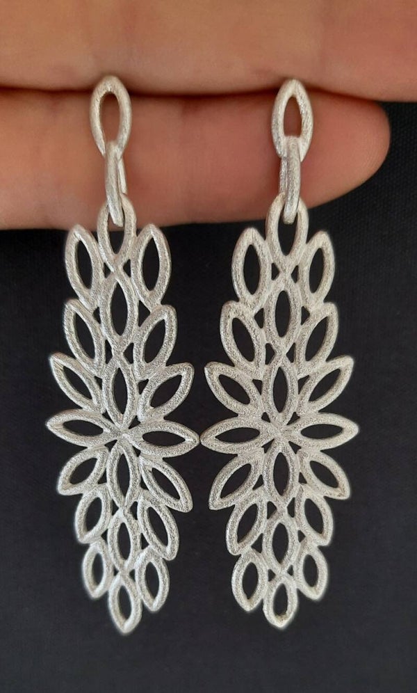 Oorbellen Big Leaf Zilver