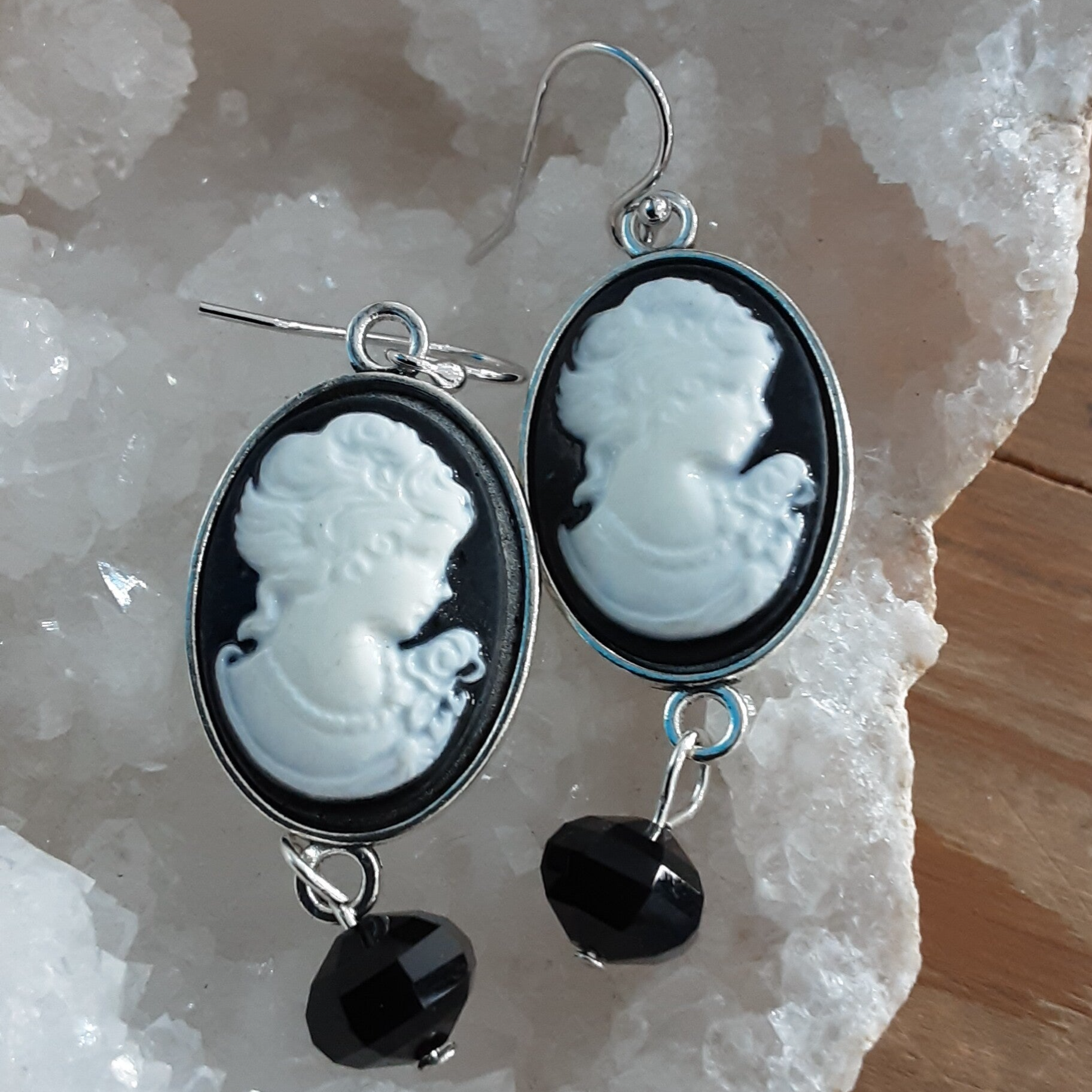 Boucles d'oreilles Camées résine & Argent