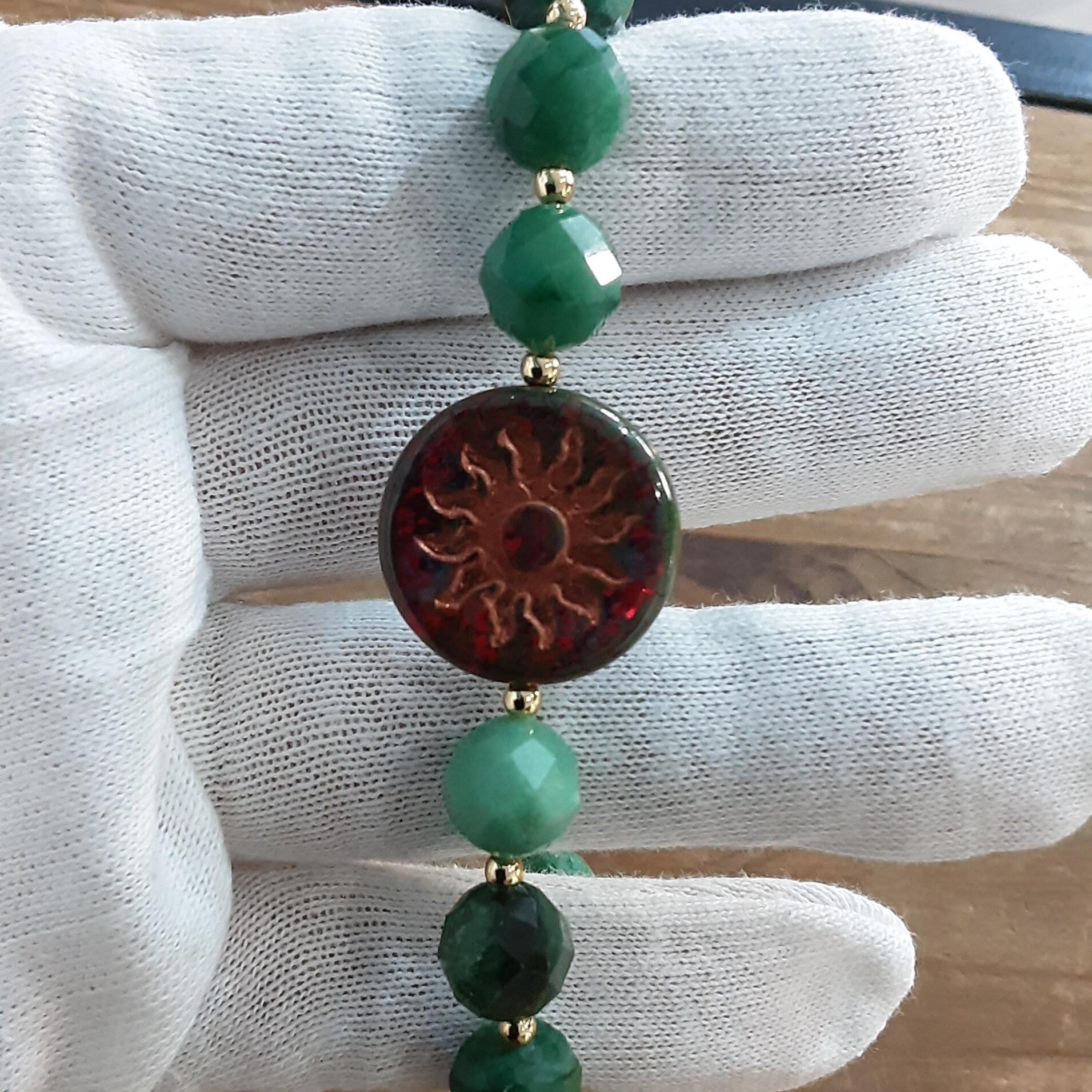 Bracelet Emeraude & Verre Tchèque