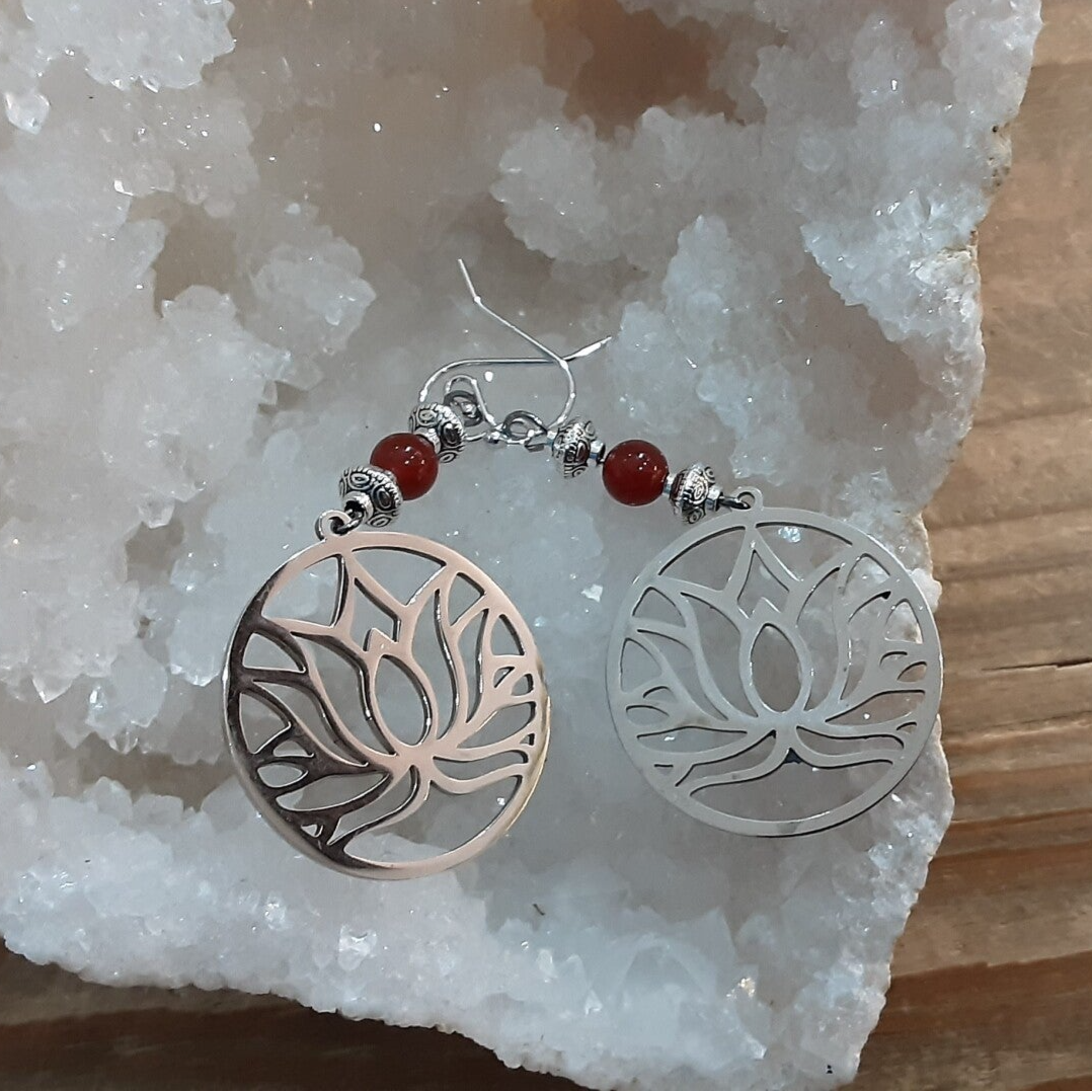 Boucles d'oreilles Cornaline & Argent